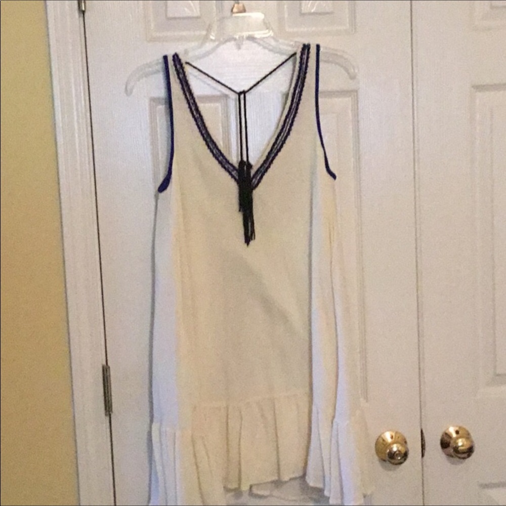 Free People Flowy Cream and Blue Dress - Picture 3 of 3